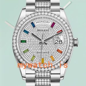 Rolex Day-Date Men’s m128349rbr-0012 36mm Silver-tone Diamond Bezel: Genuine vs. Replica